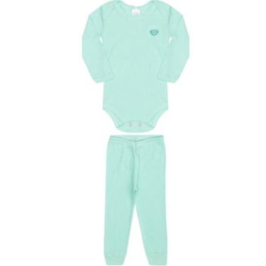Imagem de Conjunto de Body Canelado Infantil - Orango Kids, G, Verde claro