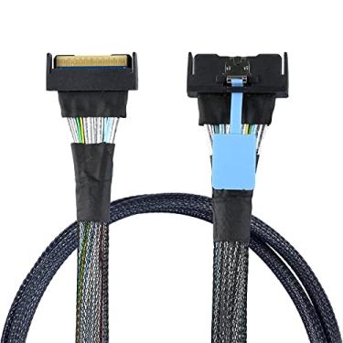 Imagem de NFHK PCI-E 5.0 Mini Cool Edge IO MCIO STR SFF-8654 PCI-E Slimline SAS 8i 74Pin Macho para SFF-8654 SAS 4.0 74Pin Macho SFF-8654 Cabo Extensor 50 cm