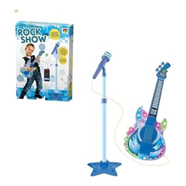 Imagem de Guitarra com Microfone Pedestal Rock Show Azul, DM Toys
