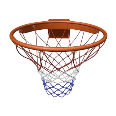 Imagem de THUNDERBAY Aro de basquete padrão de 45,7 cm com mola dupla reforçada e reforçada com placa de cobertura, duas redes de nylon incluem uma rede de basquete com luz noturna