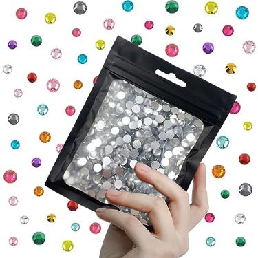 Imagem de CLRDIVA 1000 peças 6 mm cristal transparente Flatback Resina Strass Bulk Jelly Gems Flat Back Cristais Sem Hotfix Atacado Pedras Diamantes para Artesanato Tumblers Rosto Olho Maquiagem Unhas Bling DIY Decoração