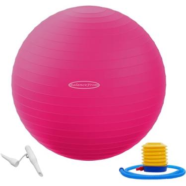 Imagem de Bola de Exercícios BalanceFrom Antiestouro e Antiderrapante com Bomba Rápida, Capacidade de 900 kg (58-65 cm, G, Rosa)