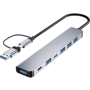 Imagem de BERLAT Alumínio 7 em 1 USB C e Hub USB com USB 3.0, portas USB 2.0 para PC/Laptops/MacBook Pro/Air/iMac / iPad e mais dispositivos