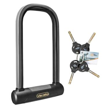 Imagem de Via Velo Trava U para bicicleta | Elite U Lock 20CrMnTi aço anti-roubo 17 mm e aprovação de diamante segura vendida para bicicleta elétrica, trava dobrável elétrica e scooter elétrica