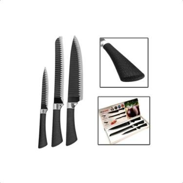 Imagem de Kit 3 Facas Utensílios Churrasco Profissional Antiaderente - UnyHome