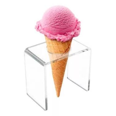 Imagem de Porta Sorvete Casquinha Acrílico Pizza Cone Temaki Doces 1f Cor Transp