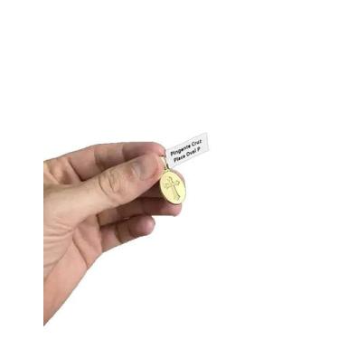 Imagem de Pingente cruz placa p oval - banhado a ouro 18k - ToJoia18k