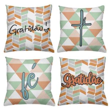 Imagem de Kit 4 Almofadas Decorativas Cheias 40x40cm GeoGratidão - Deluzz