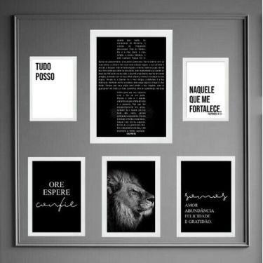 Imagem de Kit Composição 6 Quadros Cristãos Salmo 91 - Quadros On-line