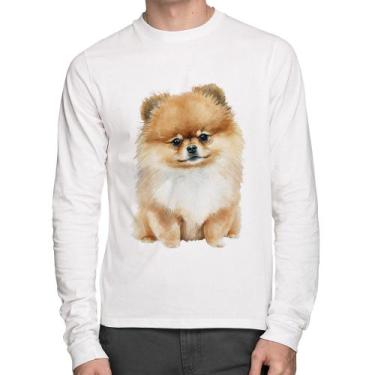 Imagem de Camiseta Algodão Cachorro Spitz Alemão Lulu da pomerânia Manga Longa -
