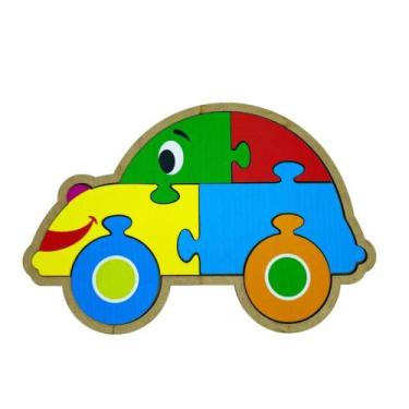 Imagem de Quebra cabeça carro 6 peças madeira 2 anos - MANINHO