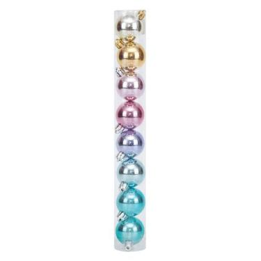 Imagem de Bolas em Tubo Rainbow Lisa 10cm - 08 unidades - Cromus Natal