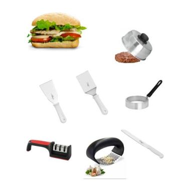 Imagem de Kit Conjunto com 7 acessórios P/chapa De Lanche Lanchonete Restaurante