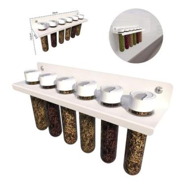Imagem de Porta Temperos Tubo Acrílico Para Parede - DiCarlo, Branco