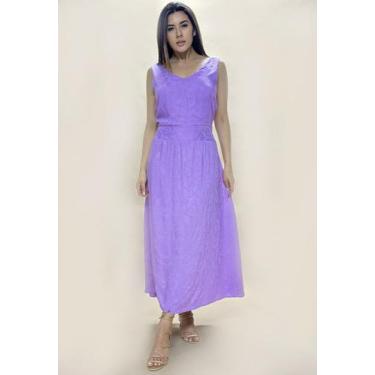 Imagem de Vestido Longo Plano Estampa Lilás - Amazonia Vital