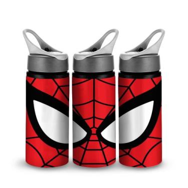 Imagem de Garrafinha Homem Aranha Máscara Vermelha Alumínio Bico 600mL - VilelaG