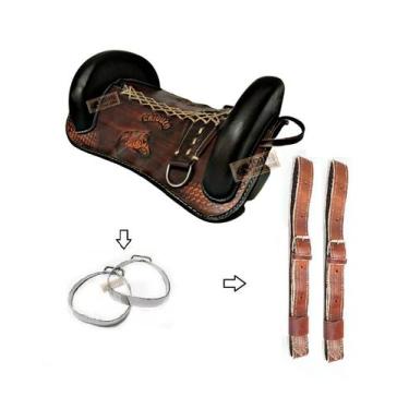 Imagem de Arreio Basto Crioulo Cabeça Alto com Loro e Estribo 3X PEÇAS - SELARIA