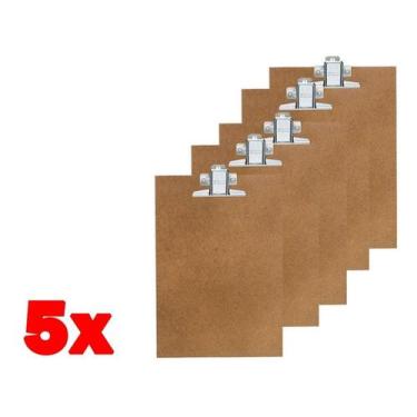 Imagem de Prancheta De Madeira A5 Pequena Mdf Com Prendedor De Metal Kit C/ 5  -