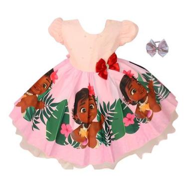 Imagem de Vestido Infantil Luxo Meninas Moana Baby Festa Com Tiara - Pingo de Ge