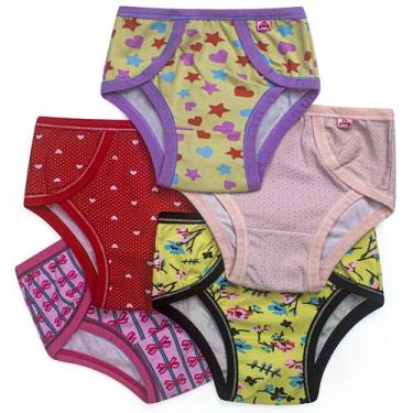 Imagem de Kit 5 Calcinha Infantil Menina Cotton Estampada Confortável De Criança