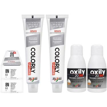 Imagem de Itely  Kit c/2 Tintas Colorly 8N Louro Claro 60 ml + 2 Oxily 20 Volume