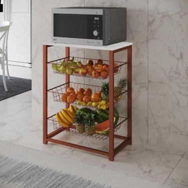 Imagem de Fruteira com Suporte para Micro-ondas Barcelona Aço Cobre Cesto Cobre 