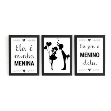 Imagem de Kit 3 Quadros Romanticos Decoração Quarto Casal - Fanarte