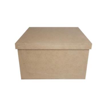 Imagem de Caixa Quadrada Tampa de Sapato 20x20x15 Mdf Madeira - ATACADÃO DO ARTE