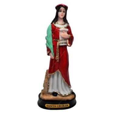 Imagem de Santa CecÍLia Pintado 14,5cm Resina - ATACADÃO DO ARTESANATO MDF