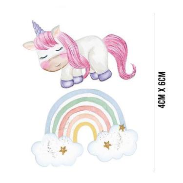 Imagem de Aplique de MDF e Papel - Algodão Doce Unicórnio Arco-Iris - APM4 - 434