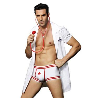 Imagem de KAKU Lingerie masculina cosplay enfermeira sexy roupa interior traje lingerie roupão de banho roupas para casa pijamas uniforme para desempenho de bar