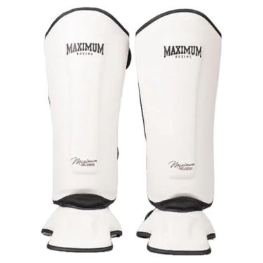 Imagem de Par De Caneleira Classic Maximum Muay Thai Kickboxing (Branco e Preto, GG)