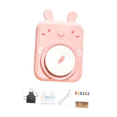 Imagem de Fancyes Crianças Conjunto de Roda Cerâmica Elétrica Máquina Cerâmica Criança Meninos E Meninas Diy Pintura Suprimentos Dos Desenhos Animados Animal Estimação, Coelho Rosa