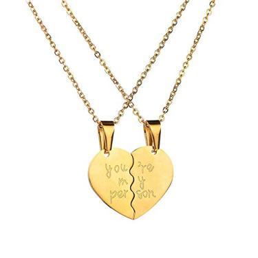 Imagem de Blowin Colar dourado de aço inoxidável Best Friend BFF para 2 presente de Dia dos Namorados Coração dividido You are My Person