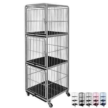 Imagem de Canil Gaiola Vertical 3 Lugares Cães Cachorro Pet Shop Tosa Cor:Prata