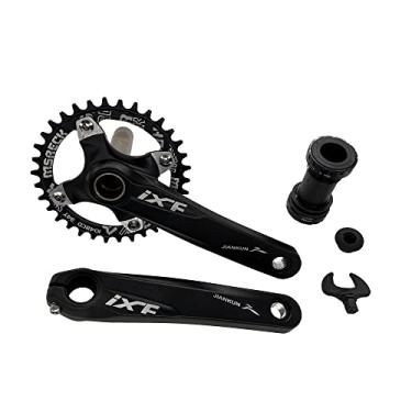 Imagem de MSRECK Conjunto de braço de manivela para bicicleta de montanha 170 mm 104 BCD com kit de suporte inferior, anel único para bicicleta de estrada MTB BMX, compatível com Shimano, FSA, Gaint (preto,