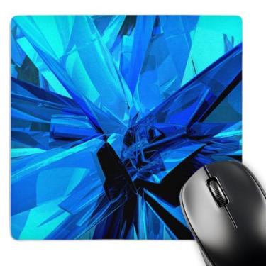 Imagem de 3dRose LLC Mouse pad abstrato de vidro azul fractal digital trabalho refletor de vidro azul e superfícies metálicas padrão (mp_19253_1)