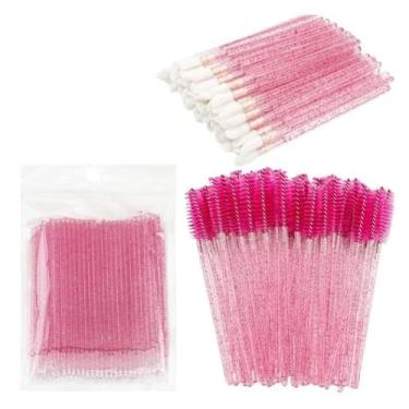 Imagem de Kit 100 Pincel batom Aplicador 100 Microbrush 100 Escovinhas Descartável Roxo