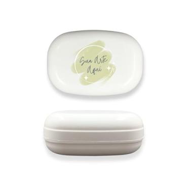 Imagem de Kit 50 Saboneteiras Personalizadas C/Tampa Plástico Porta Sabonete Decorada Com Logo Nome Frase Lembrancinha Festa Empresa Aniversário Bebê Lavabo Viagem