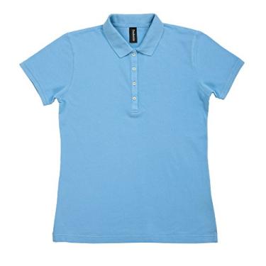Imagem de Dunbrooke Camisa polo feminina de manga curta superior, azul claro, pequena