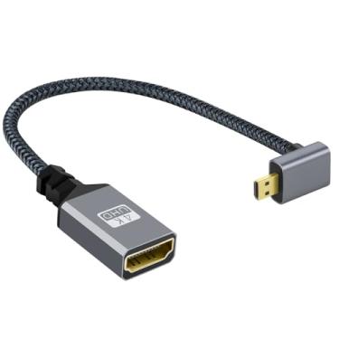 Imagem de xiwai Cabo de extensão 4K Micro HDMI 1.4 macho 90 graus inclinado para baixo HDMI fêmea para câmera DV MP4 DC Laptop