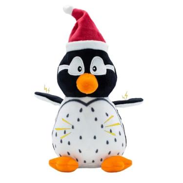 Imagem de CneeeeeB Brinquedos para cães, brinquedo interativo para mastigar filhotes de cachorro com enchimento de algodão PP enrugado rabo de papel, formato de pinguim para raças grandes, médias pequenas,