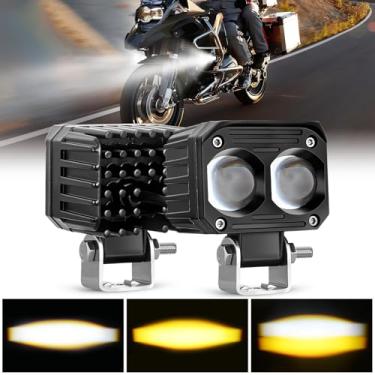 Imagem de Nilight Luzes de direção de motocicleta, 6,3 cm, luz de neblina âmbar, branca, cápsulas de LED, IP67, à prova d'água, iluminação auxiliar off-road para motocicleta, bicicleta suja, e-bike, scooter