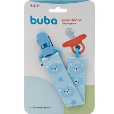 Imagem de Prendedor De Chupetas Buba Com Trava Ursinho Azul 14495 Buba