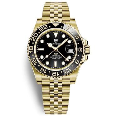 Imagem de Relógio masculino Pagani Design GMT relógios de pulso automáticos 40 mm data 100 m à prova d'água aço inoxidável vidro safira vidro mecânico PD-1662, 5, todo dourado, Moda, lazer, negócios, viagens,