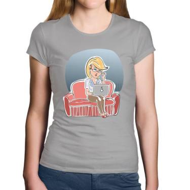 Imagem de Baby Look Algodão Home Office - Foca na Moda, Cinza, M