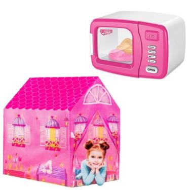 Imagem de Micro-ondas Infantil Brinquedo Faz Conta + Barraca Princesa - DM Toys