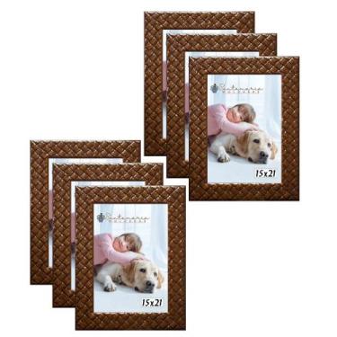 Imagem de Kit 6 Molduras Porta Retrato 15x21 3cm Relevo Marrom - Santamaria Mold