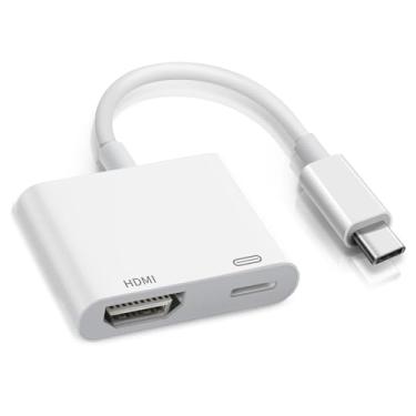 Imagem de Naiyal Adaptador USB-C para HDMI Multiportas para Apple iPhone 16/15, Hub AV Tipo C com Saída HDMI 4K a 60Hz e Porta de Carregamento USB-C para MacBook Pro/Air, iPad Pro, iMac, Galaxy S24 e Mais