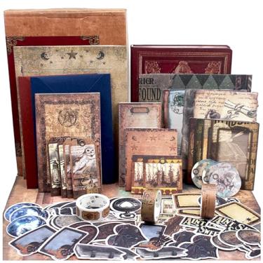 Imagem de Diuhofart Kit de materiais para scrapbooking, vintage Magic Scrapbook Kit para Bullet Junk Journal, artigos de papelaria, caderno de linha A6, material de diário DIY, presente de artesanato de
